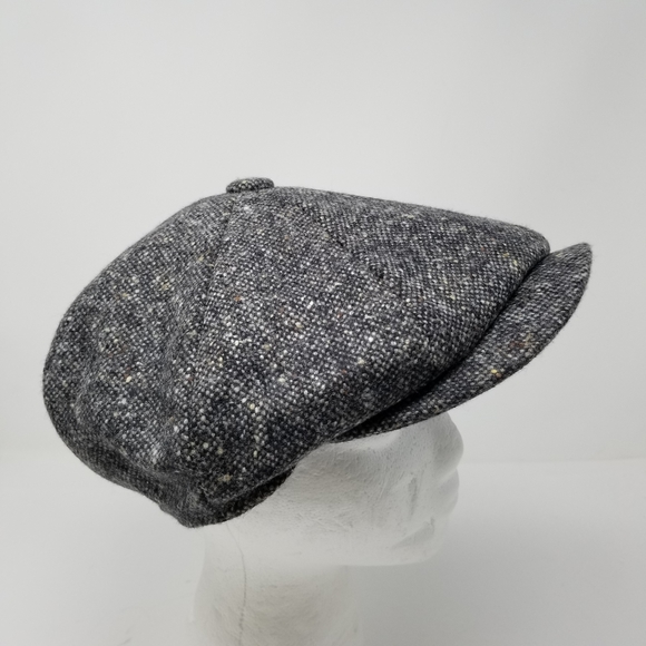 Moon Mens Wool Tweed Newsboy Flat Cap 8 Panel Button Gray Size Large 59cm - Picture 6 of 12
